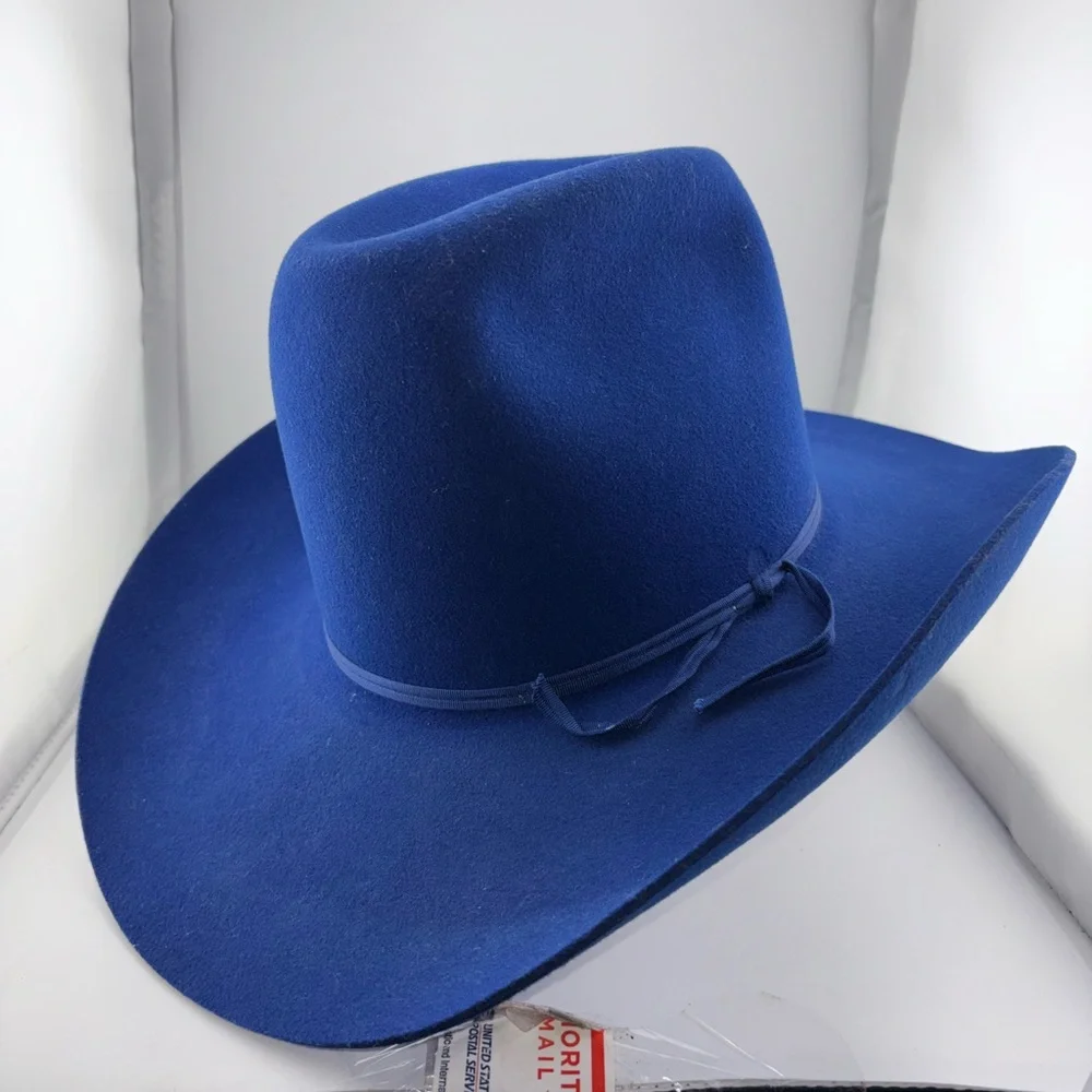 Vintage American Hat Makers Blue Cattleman Cowboy Hat Felt Size 6 7/8 - Picture 11 of 15